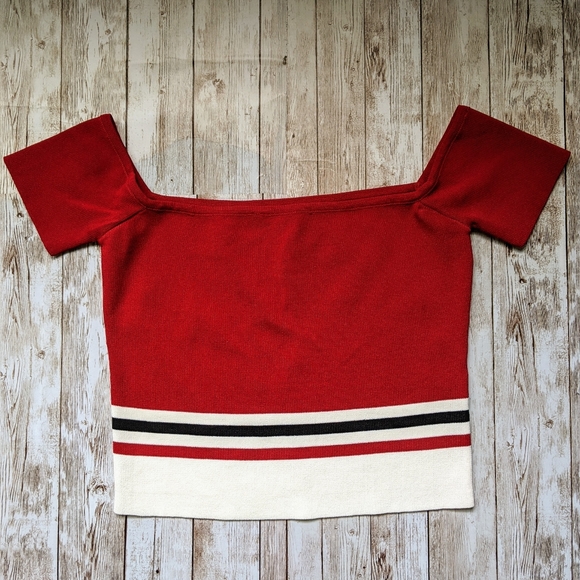 🌼 MIXOLOGY Sunday Stevens Americana Knit Crop Top, M NWT - Picture 3 of 6